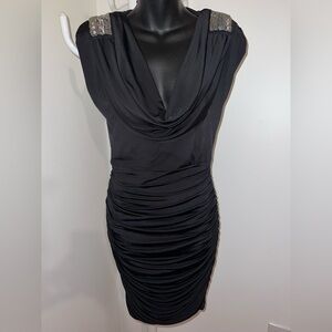 XOXO Black Ruched Cowl Neck Mini Dress